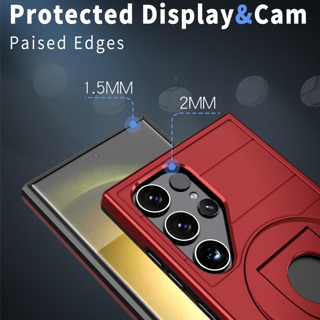 For Samsung Galaxy S25 Ultra Magnetic Case Slide Camshield TPU + PC Kickstand Phone Cover