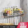 Charlotte Gunmetal Grey Wall-Mounted Kitchen Storage Rack with Seasoning Jar Organizer, Punch-Free