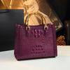 "2025 New High-End Crocodile Leather Tote Bag for Women - Elegant Crossbody for Middle-Aged Ladies"