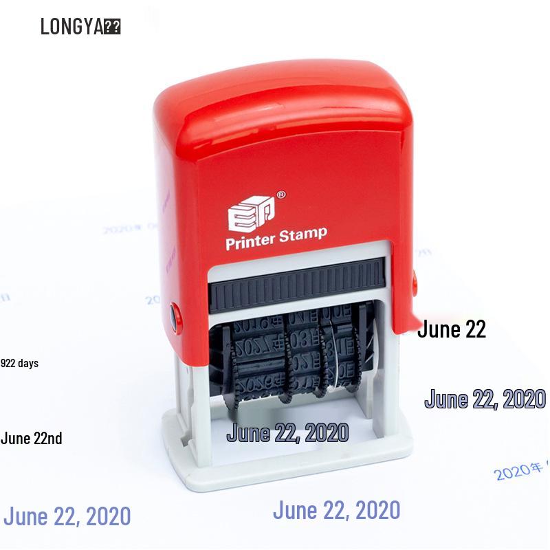 Re-inkable Adjustable Date Stamp ED401: Multi-Format English & Chinese with Slash/Dash Options and Number Wheel.