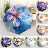 Magical Blue Purple Glowing Butterfly Print 3 Folds Umbrella Fantasy Art Sun Rain Parasol Portable Lightweight Umbrella For Women Outdoor Trave