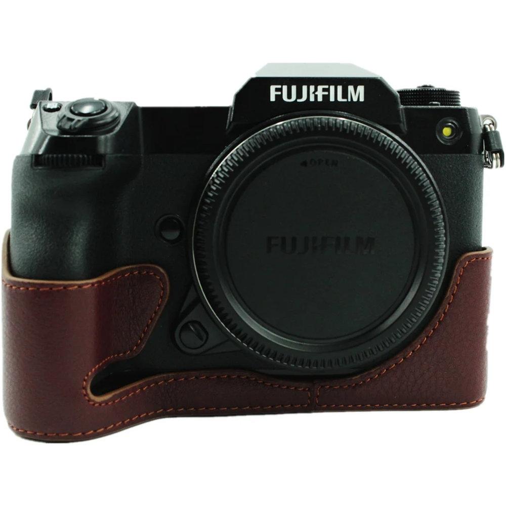 Genuine Leather Half Body Camera Case For Fujifilm Fuji GFX 100S Gfx100s Battery Opening Bottom Cover