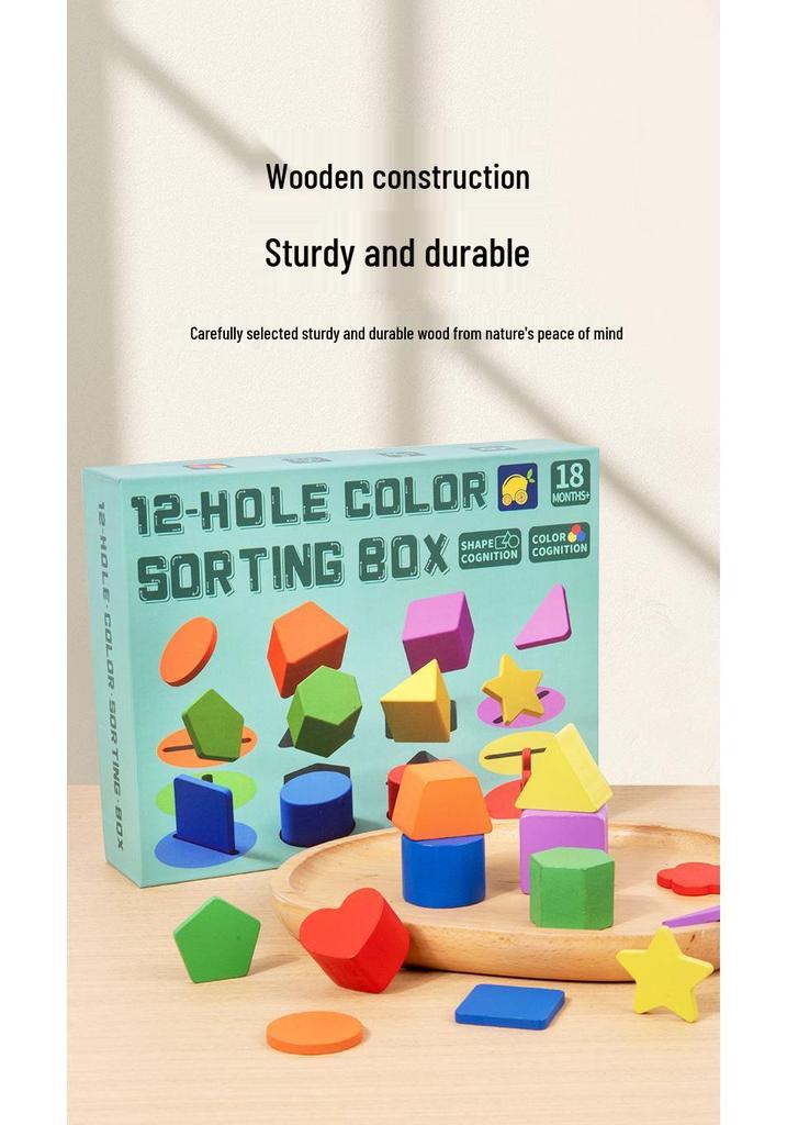 Montessori Baby Geometric Shapes Sorting Box for Ages 4-6 - Educational Color Matching & Cognitive Development Toy
