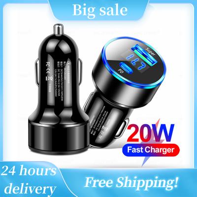 Brichetă 20w Multifuncțională Încărcare Rapidă Afișaj Digital Type-c Accesorii Auto Adaptor Încărcător Auto Accesorii Auto