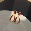 Vintage Twist Metal Hollow Square Dangle Earrings for Women White Red Enamel Oil Geometry Dangle Earrings Party Simple Jewelry