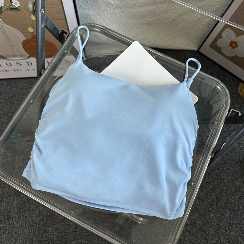 

Топ для йоги с рюшами на спине и бретелями-спагетти для женщин - Модный жилет для пилатеса, бега, занятий спортом на открытом воздухе Large