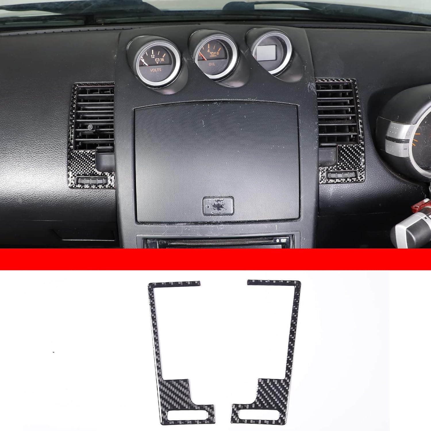 Daeiclru Soft Carbon Fiber Center Console Air Outlet Decoration Stickers Compatible with Nissan 350z 2003-2006, Center Console Air Vent Outlet Cover чёрный