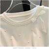 Sweet Bead Bow Short-sleeved T-shirt for Women In Summer Korean Style Versatile Top
