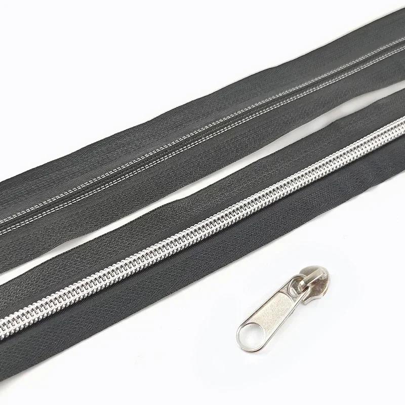 3/5/10M 5# Nylon Zipper Tape with Slider Bags Clothes Repair Zippers Plastic Coil Zip DIY Garment Replace Sewing Accessories