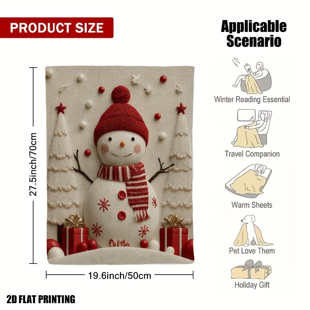 Christmas Snowman Flannel Throw Blanket Knit Hat Scarf Gift Box Winter Holiday Sofa Blanket