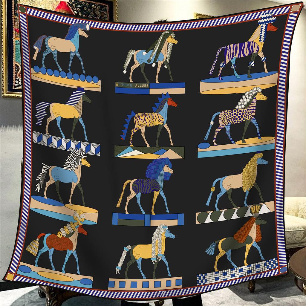 Sciarpa Quadrata da Donna in Finta Seta e Lana 110X110M Elegante Chic Lusso Regalo di Natale Compleanno Festa Ufficio Wrap Quotidiano