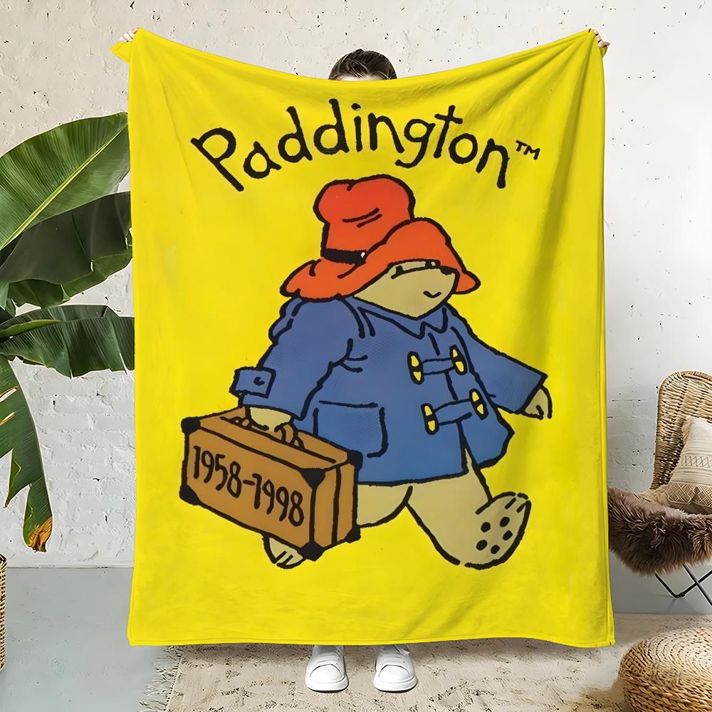 Cartoon P-Paddington Bear Throw Flannel Throw Blanket,Bed Home Office Nap Blanket Travel,Camping,Picnic Blanket Soft Decor 75X95CM