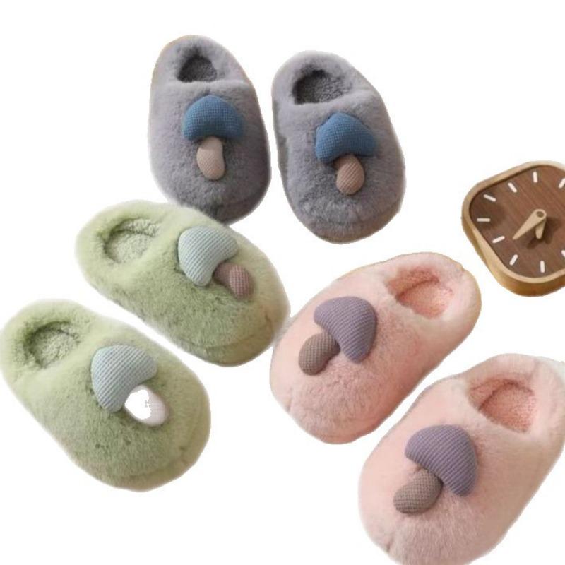 Thick-bottomed root-wrapped mushroom cotton slippers female winter couple indoor non-slip household warm fluffy slippers