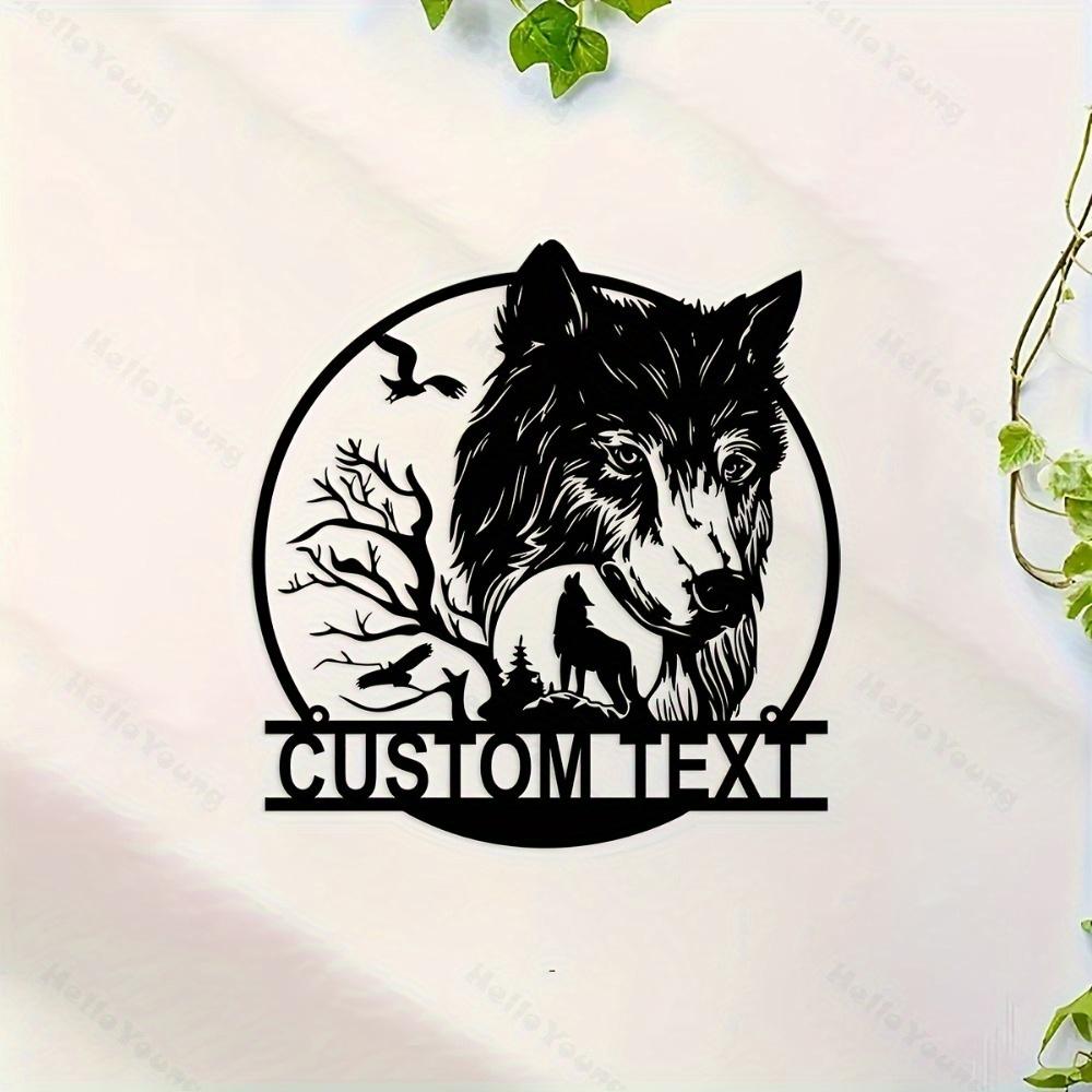 Einzigartige Handgefertigte Individuelle Vintage Metall Wandkunst Wolf Baum Personalisierte Heimbüro Dekoration