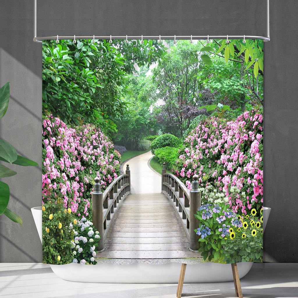 Duschvorhang Wasserdicht Und Schimmelresistent Digitaldruck Ländliche Landschaft Duschvorhang Badezimmer Duschstoff Trennvorhang Stanzfrei