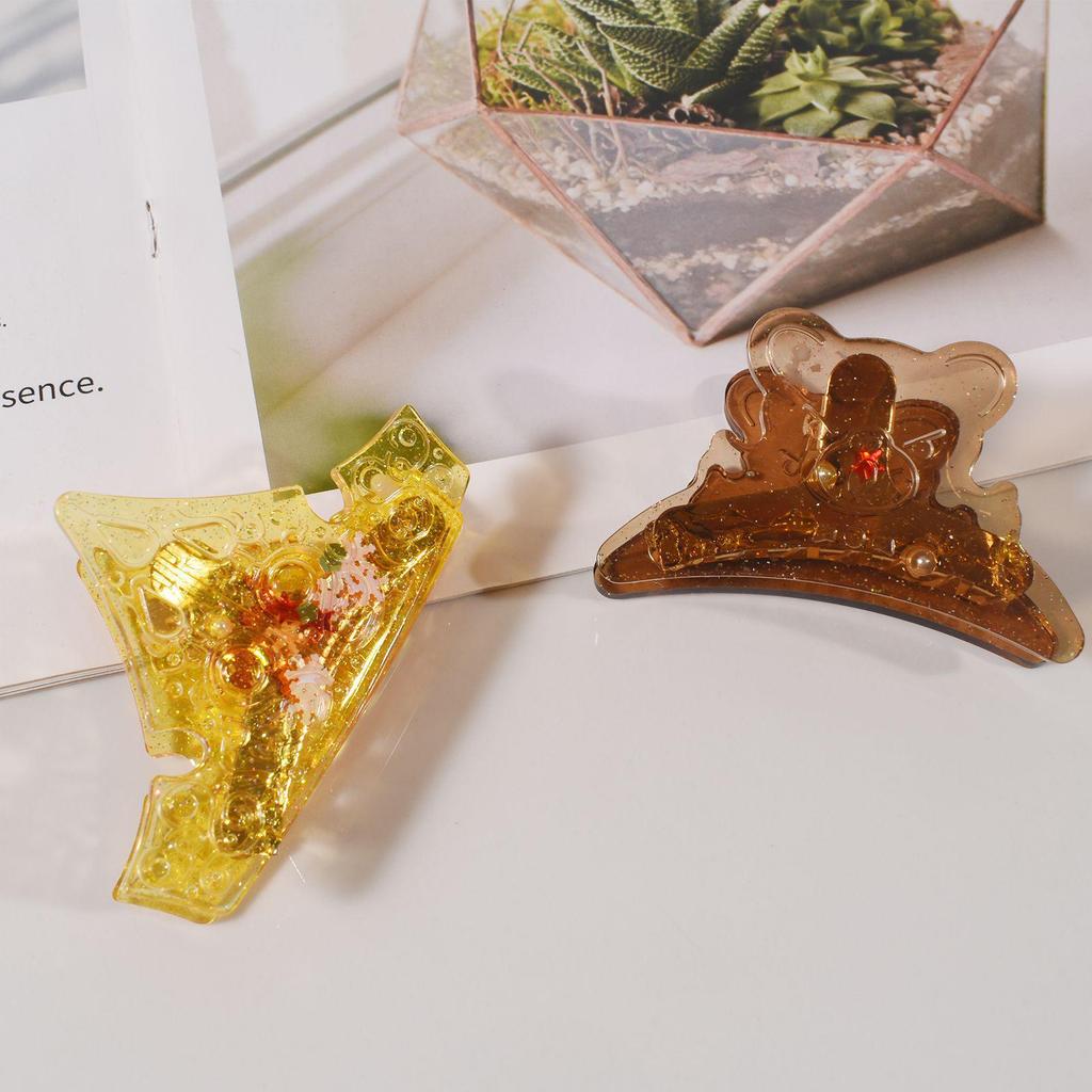 DIY Crystal Epoxy Hair Clip Mold: Cat, Bear, Crown, Butterfly, and Shark Clip Designs