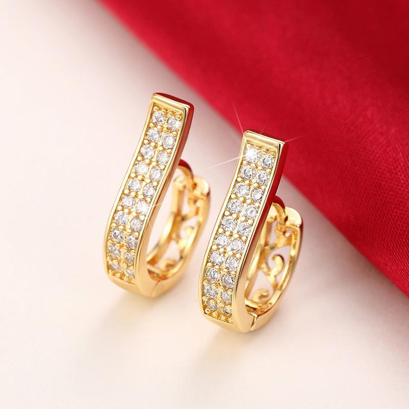 Exquisite Fashion Micro Shop Zircon U-Shaped Earrings Girl Wedding Valentine'S Day Gift Jewelry Pendant Wholesale