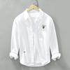 Giacca Camicia Casual da Uomo 6633 Oxford Ricamata a Maniche Lunghe
