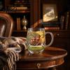 Durable Glass Drinkware 350ML Hand-painted Highland Cow Glass Cattle Coffee Mug Decorative Wine Glasses with Handle Heat-Resistant Tea Milk