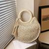Handwoven Beach Bag Chic Top Handle Bag Retro Holiday Travel Handbag Vacation Bag