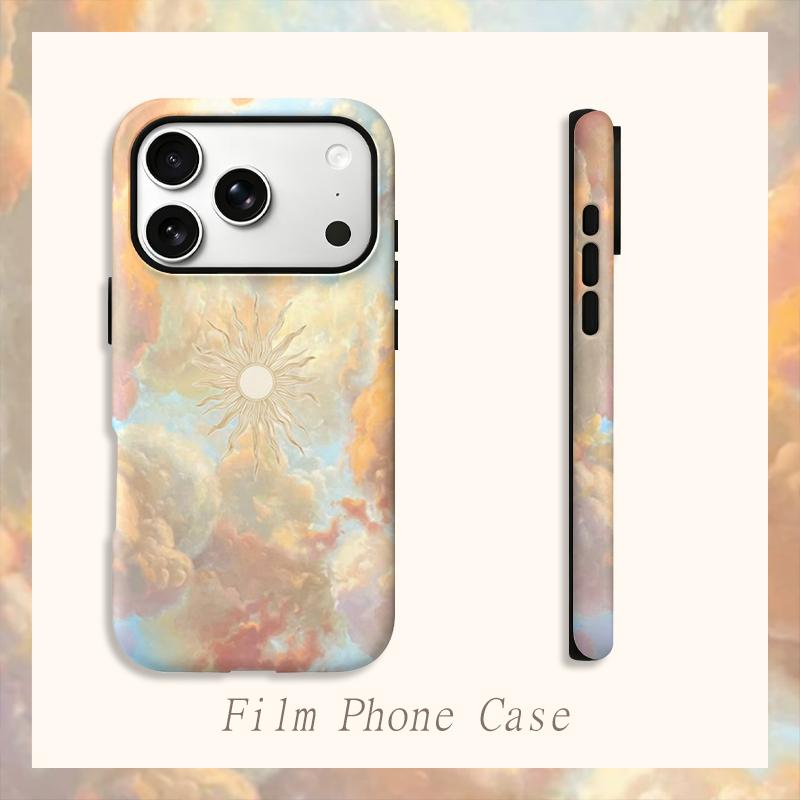 Ethereal Sun Ray Sunset Cloud Art Graphic Film Aesthetic Protective Shockproof Bumper Phone Case Cover For iPhone 14 15 16 Pro Max Plus