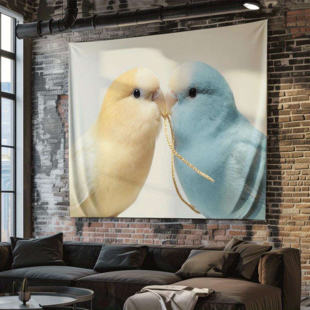 Two Peacock Parrots Theme Digital Printing Polyester Wall Tapestry Suitable for Use In Living Rooms Bedrooms Offices Bars Party