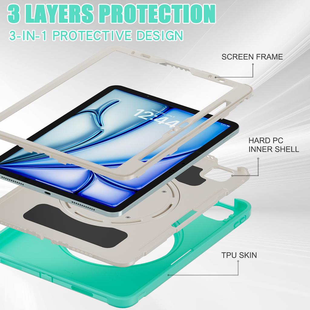 For iPad Air 11 (2025)/(2024)/Air (2022)/(2020)/Pro 11 (2022)/(2021)/(2020)/(2018) Case Kickstand Cover with Pen Slot