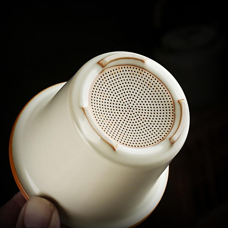 Ru Kiln Ceramic Tea Set Office Cup With Filter Tea Can Business Event Gifts High-End Gift Box