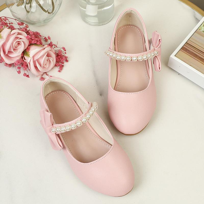 Elegant Girls' White Leather Princess Dance Shoes