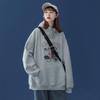 2026 Women's Printed Hoodie: New Winter Plus Velvet, Loose Korean Style for Spring & Autumn.