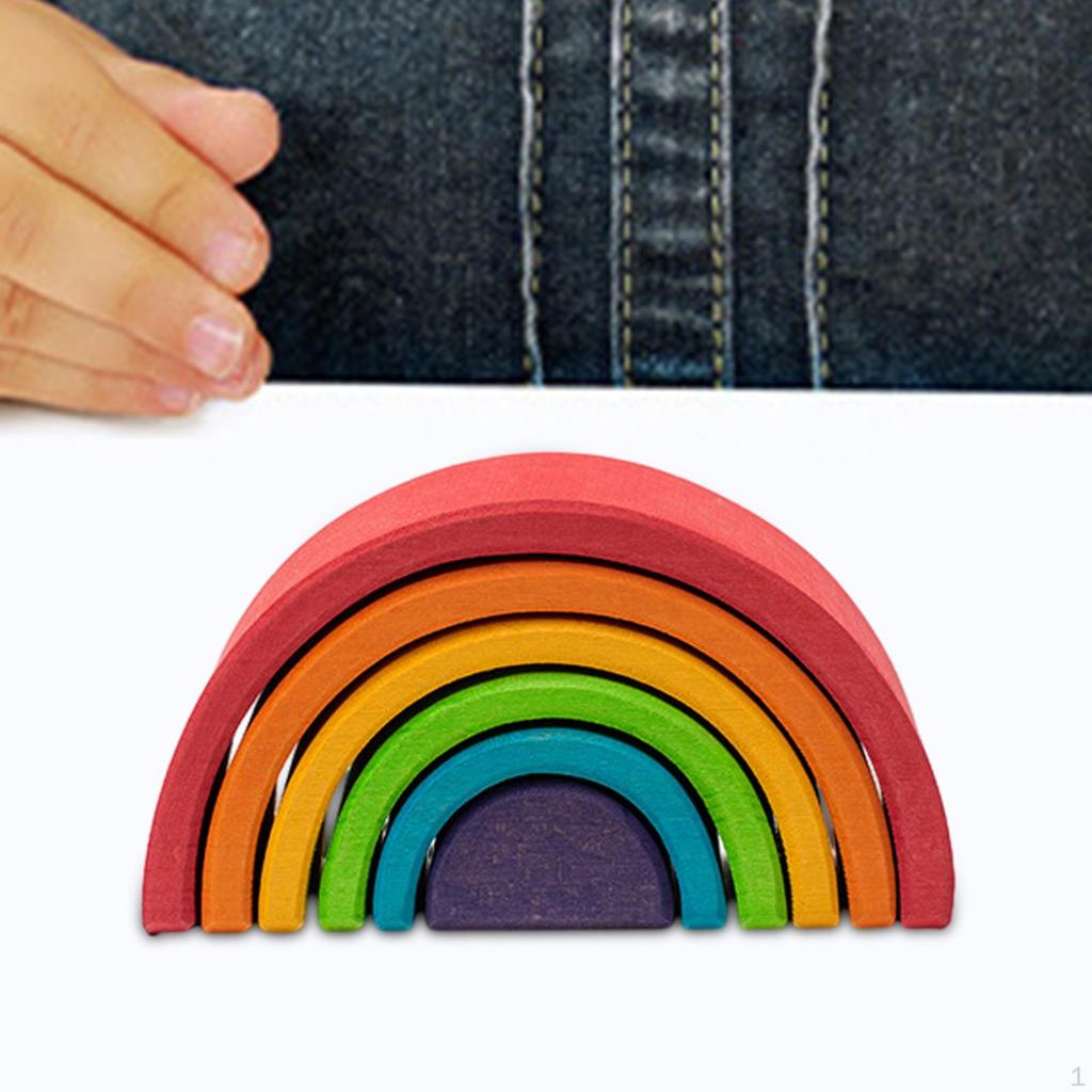 Colorful Wooden Rainbow Stacker Toy for Kids - Montessori Learning Fun