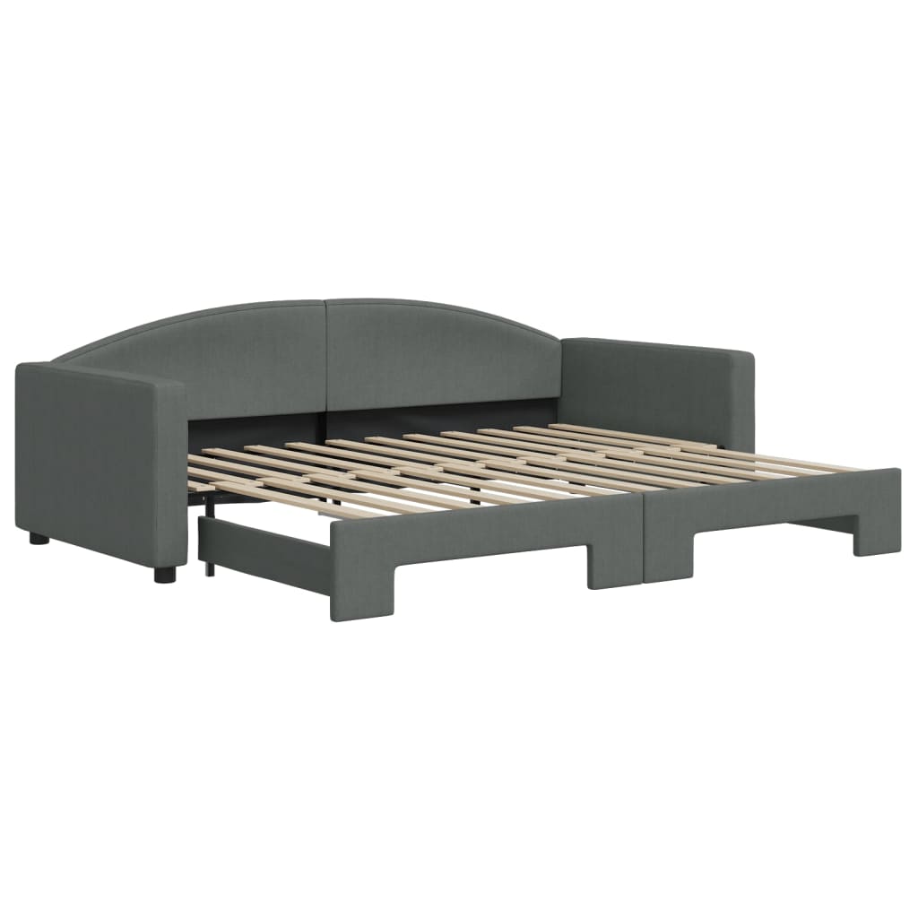 Pull Out Daybed Dark Gray 90 x 200 cm Fabric