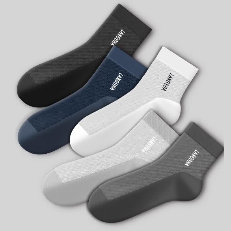 Langsha Men's Spring/Summer Pure Cotton Odor-Resistant Mid-Calf Socks