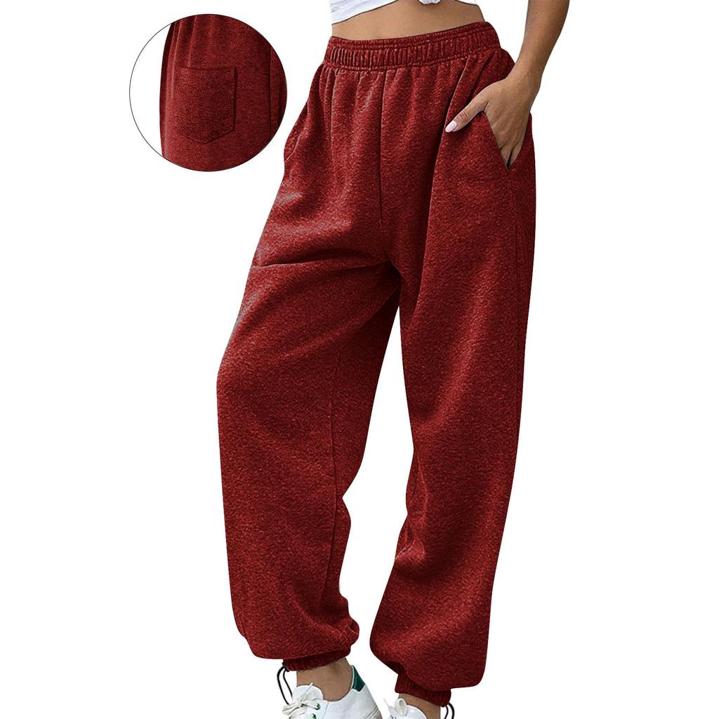 Women's Casual Lined Jogger Sweatpants with Elastic Cuff Long Color