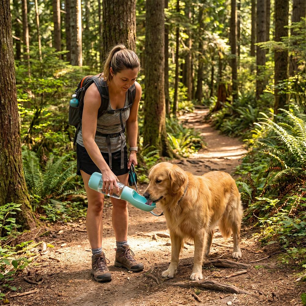 3-in-1 Portable Dog Water Bottle with Food Container, Leak-Proof Pet Water & Food Dispenser for Outdoor Travel, Hiking, Walking