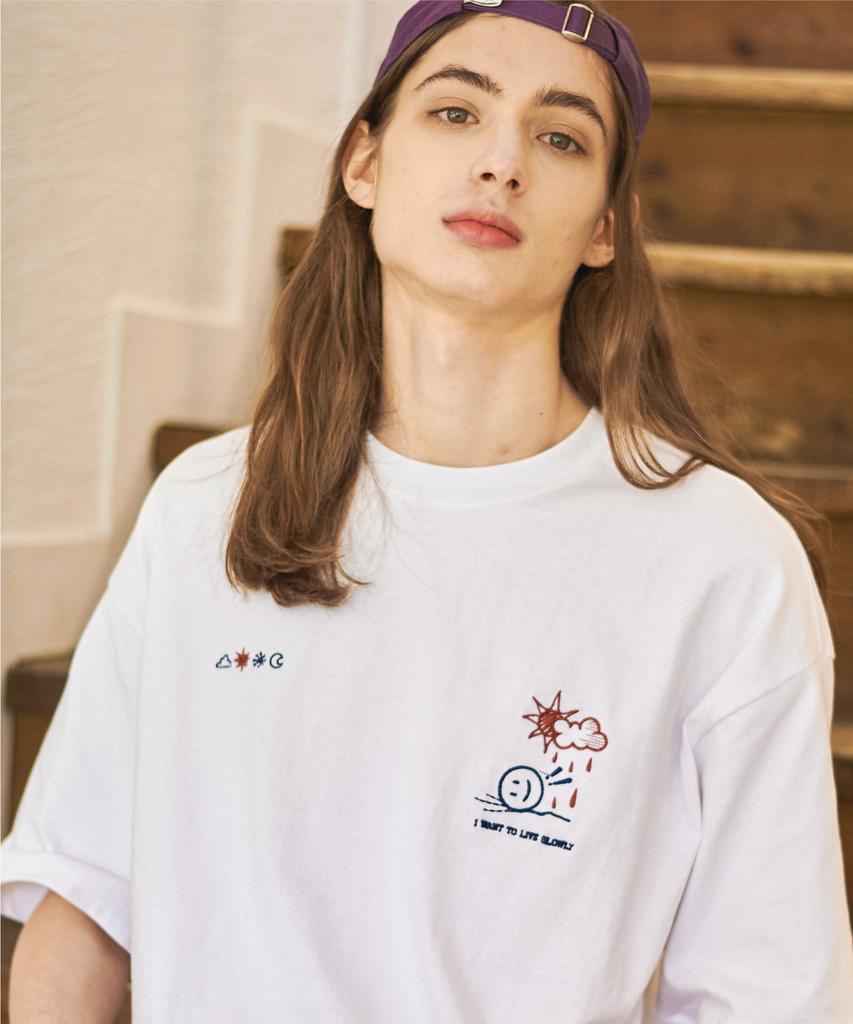 CPGN STUDIO Love Slowly Embroidered Short Sleeve White