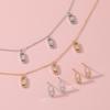 New Romatic Women Fashion Zircon Necklace Earring Set Geometic Design Luxury Wedding Party Zircon Adjustable Necklace Accessory
