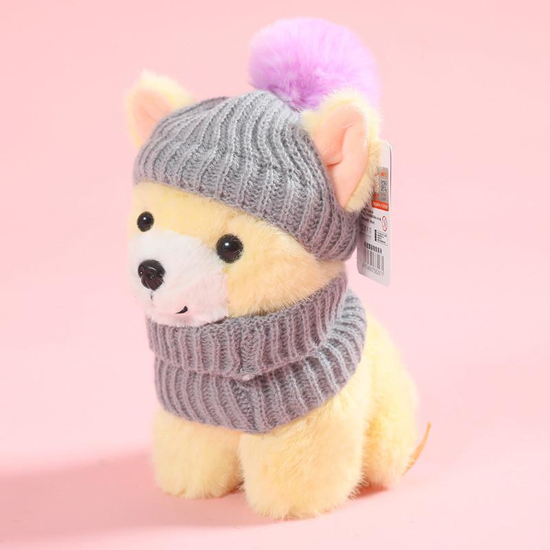 

Hat Puppy Scarf Plush Toy Cartoon Animal Stuffed Doll Room Sofa Gift Decoration