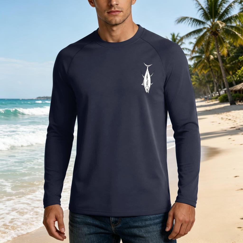 Men's Long Sleeve UPF 50 Plus Sun Protection Shirt Basic Breathable Loose Fit Outdoor Casual T-Shirt with Quick Dry Cooling Fabric