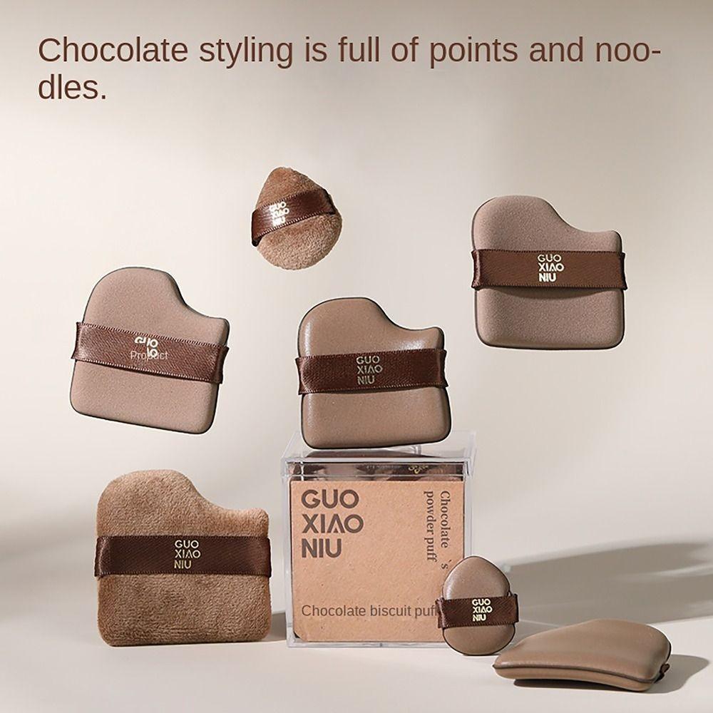 6pcs Mini Makeup Sponge Chocolate Color Powder Puff Professional Cushion Puff  Daily Makeup