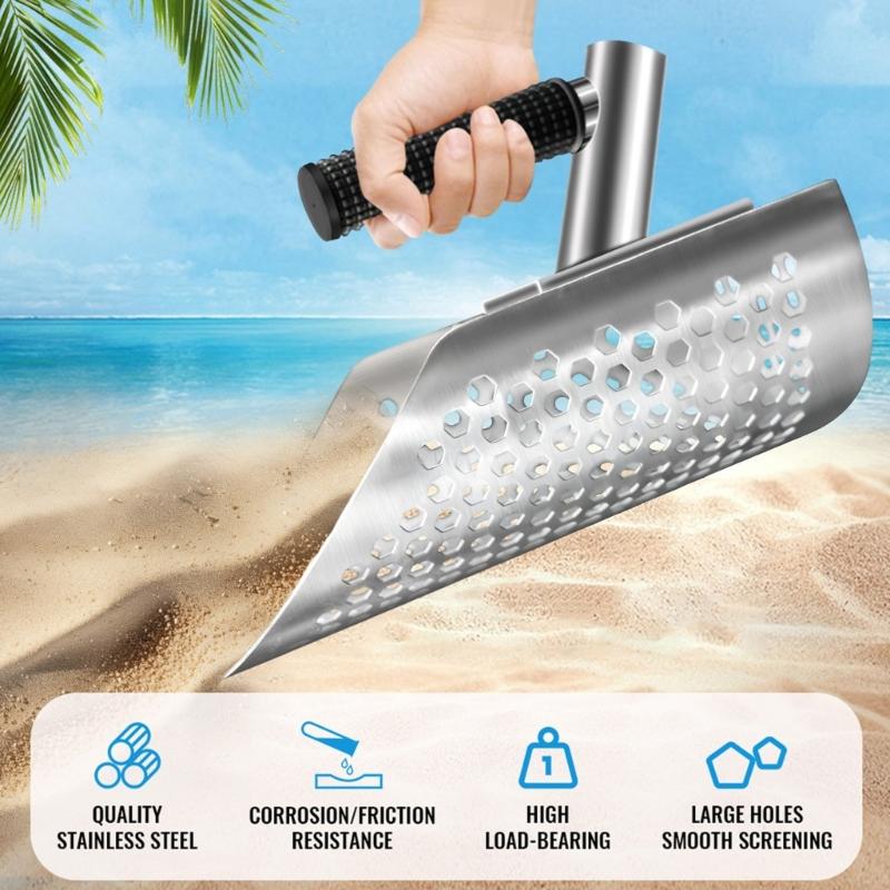 Pala per la ricerca dell'oro antiruggine con punta curva adatta per scavare agevolmente e per un rapido rilascio della sabbia in ambiente di spiaggia