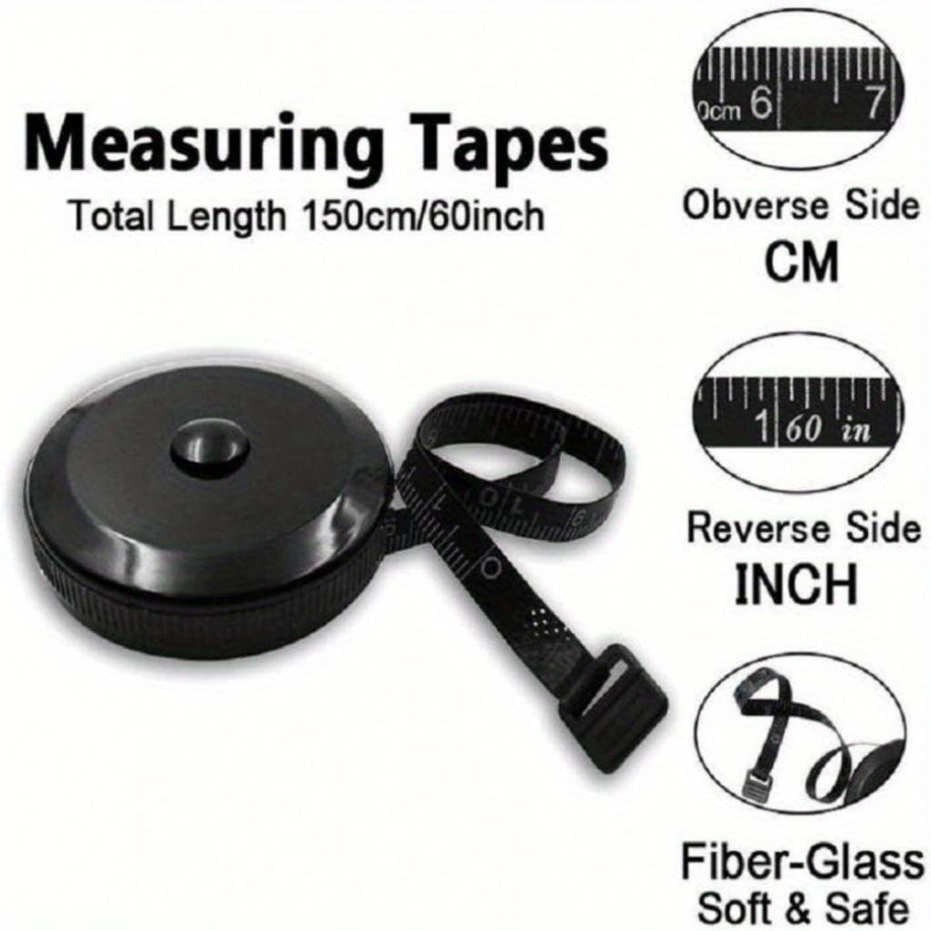 1 soft retractable tape measure, suitable for body fabrics and seamless knitting techniques, black double-sided retractable