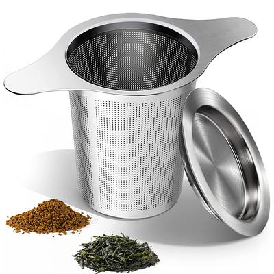 LMETJMA Stainless Steel Tea Infuser Mesh Strainer with Double Handles Large Capacity Tea Steeper To Steep Loose Leaf Tea JT209