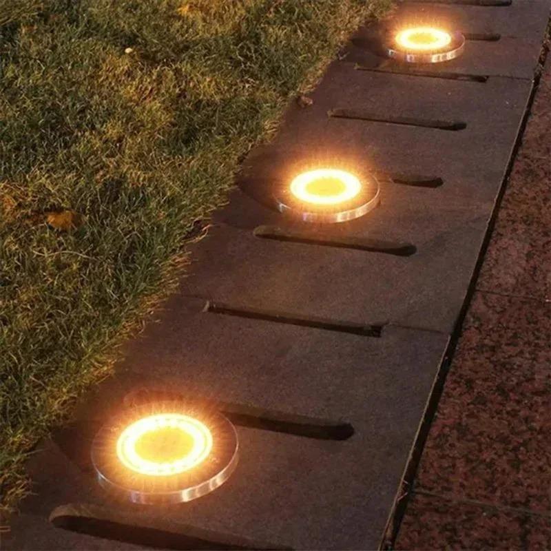 Solar Powered Underground Disk Light, Outdoor Buried Spotlight Lamp, Waterproof In-Ground Landscape Light For Home Garden Lawn Yard Pathway Decoration