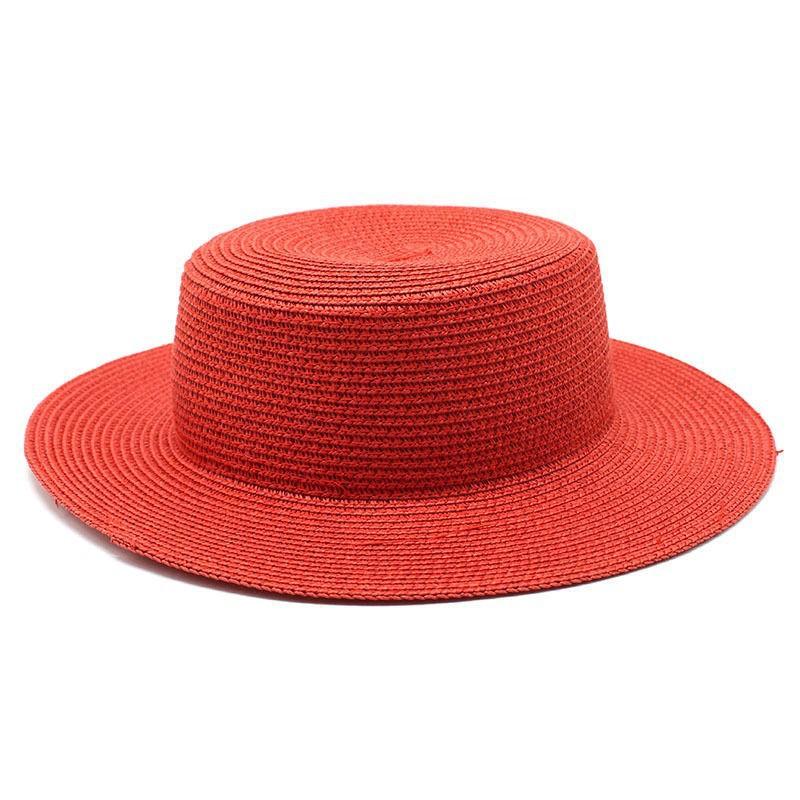Seaside vacation beach sun protection sun hat green straw hat light board DIY versatile British flat top top top hat