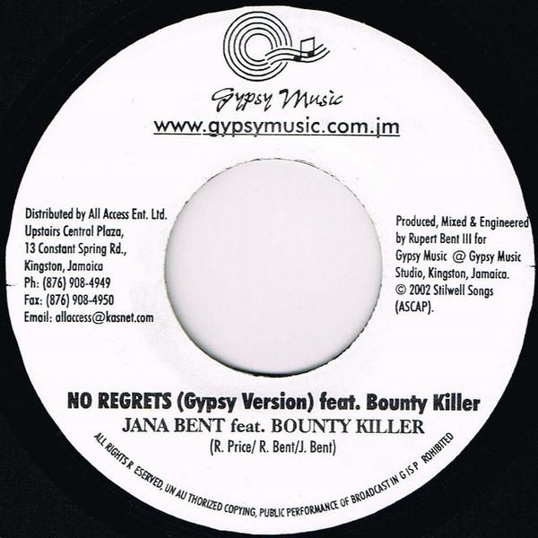 

7inch Record JANA BENT - No Regrets / You So Fine NONE Gypsy Music 2002 Jamaica Reggae, Ska & Dub Used