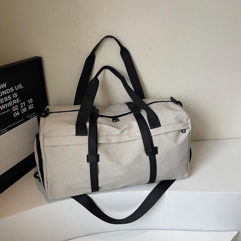 Large Capacity Sports Fitness Bag Separation Shoes Bags Shoulder Bag Plaid Storage Travel Bag