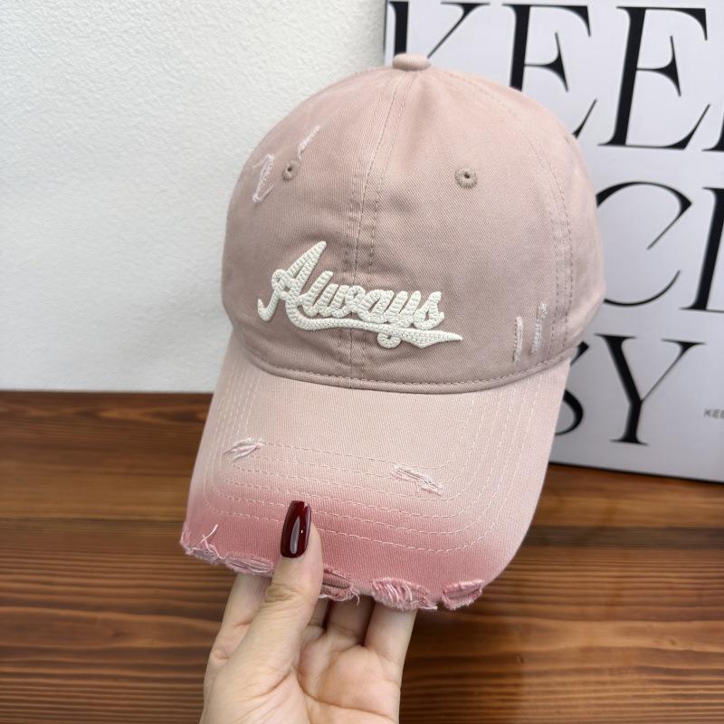 Gradual Change Hole Three-Dimensional Letter Embroidery Baseball Cap Men And Women Fashion Personality Couple Versatile Cap Spring And Autumn