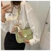 Women's Faux Leather Bowknot Shoulder Bag, Retro Pearl Decorated Crossbody Purse, Small Square Satchel for Daily Wear