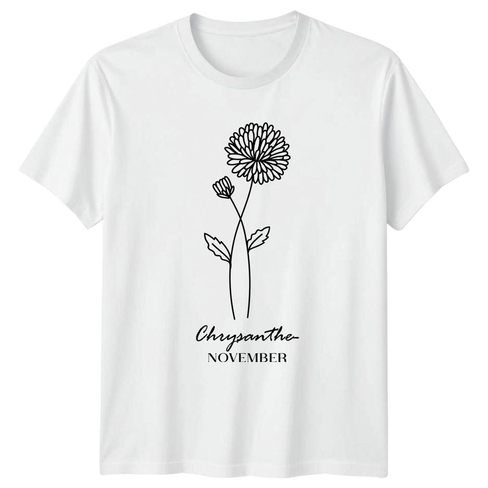 Chrysanthe November Unisexs TShirt November Birth Flower Floral Birthday Gift S